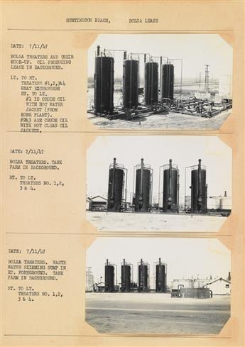 (CALIFORNIA OIL INDUSTRY) Album with approximately 290 photographs depicting oil drilling operations leased by the Signal Oil and Gas C